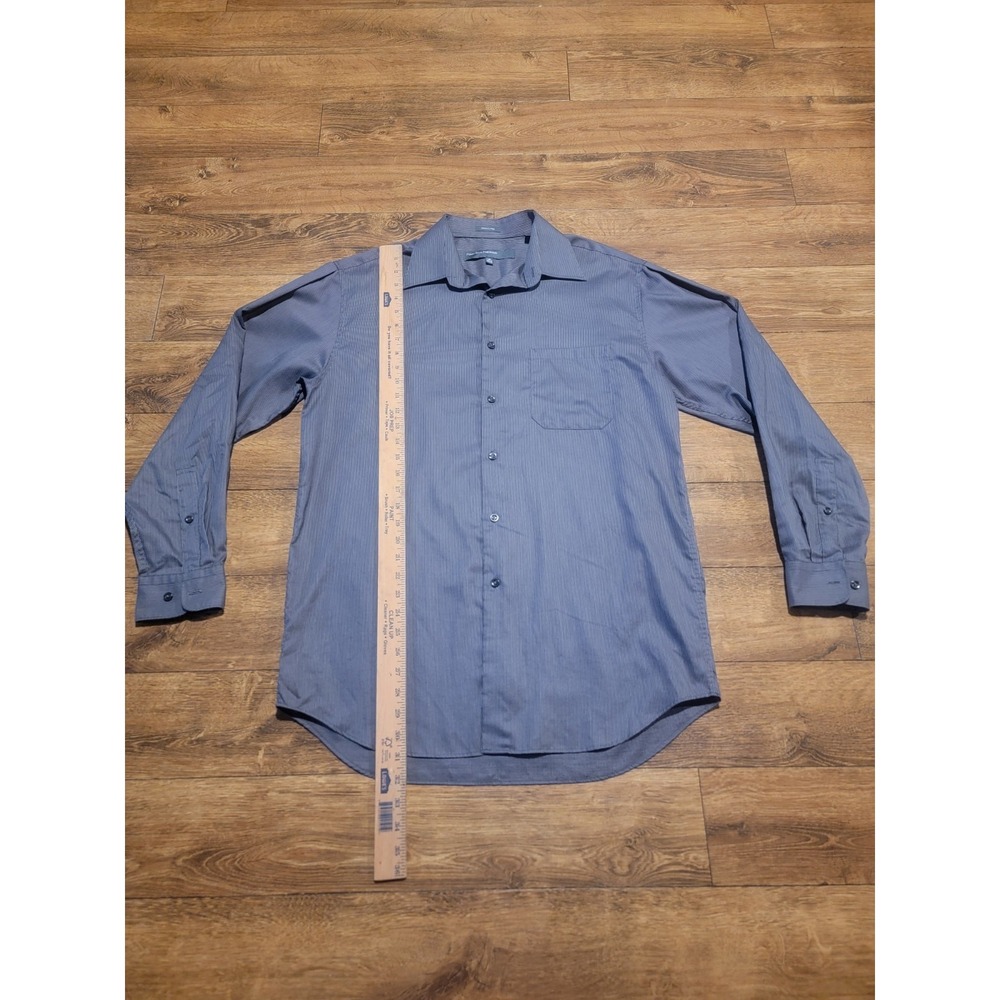 Perry Ellis Portfolio mens dress shirt Size M 34/35 Black Gray & White‎ Pin...